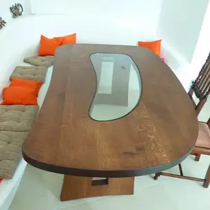 Eichentisch Freiform mit Glas