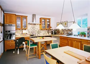 Die gleiche Küche später bei den Kunden mit Kalb 