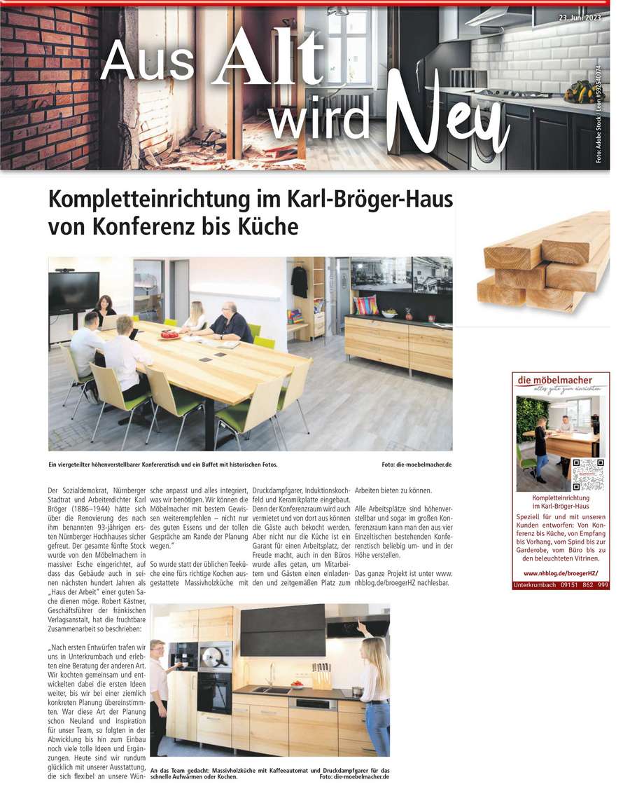 Zeitungsartikel über das Karl-Bröger-Haus