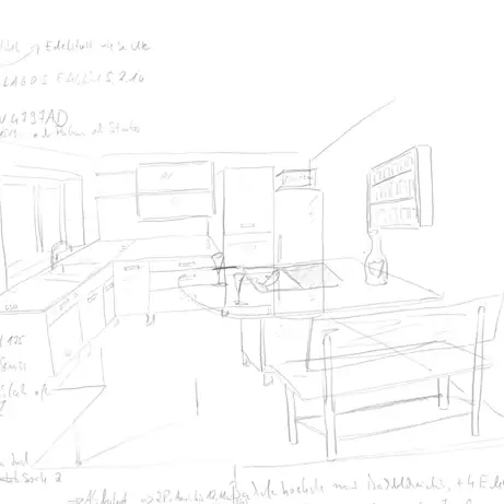 Entwurf der Zieglerschen Massivholzküche 