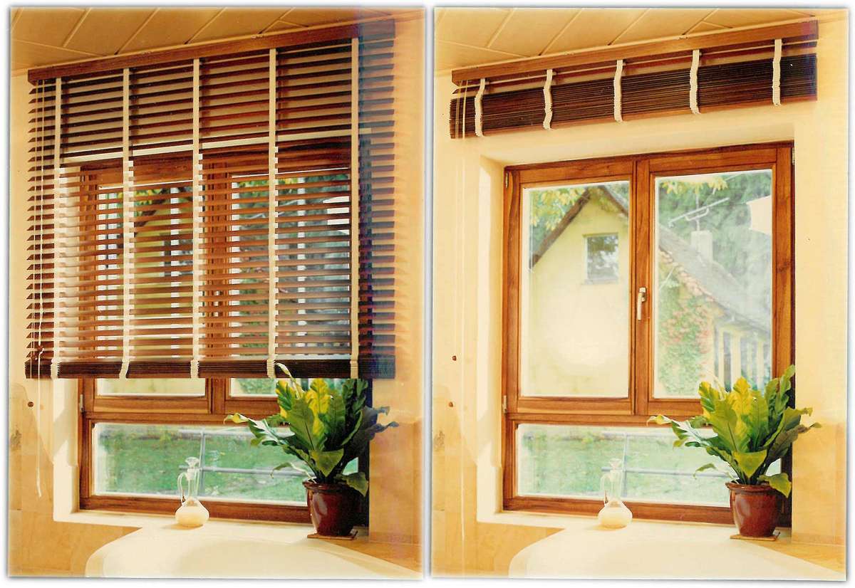 Fenstergestaltung  mit Holzjalousien von Ann Idstein 
