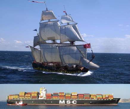 Segel- oder Containerschiff