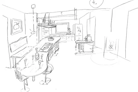 Erster Entwurf der Kochinsel Erster Entwurf der Kochinsel