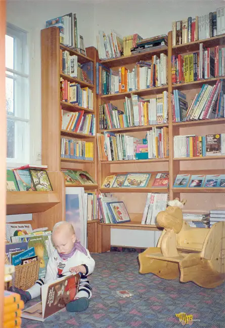 Kinderbuchabteilung aus gedämpfter Buche