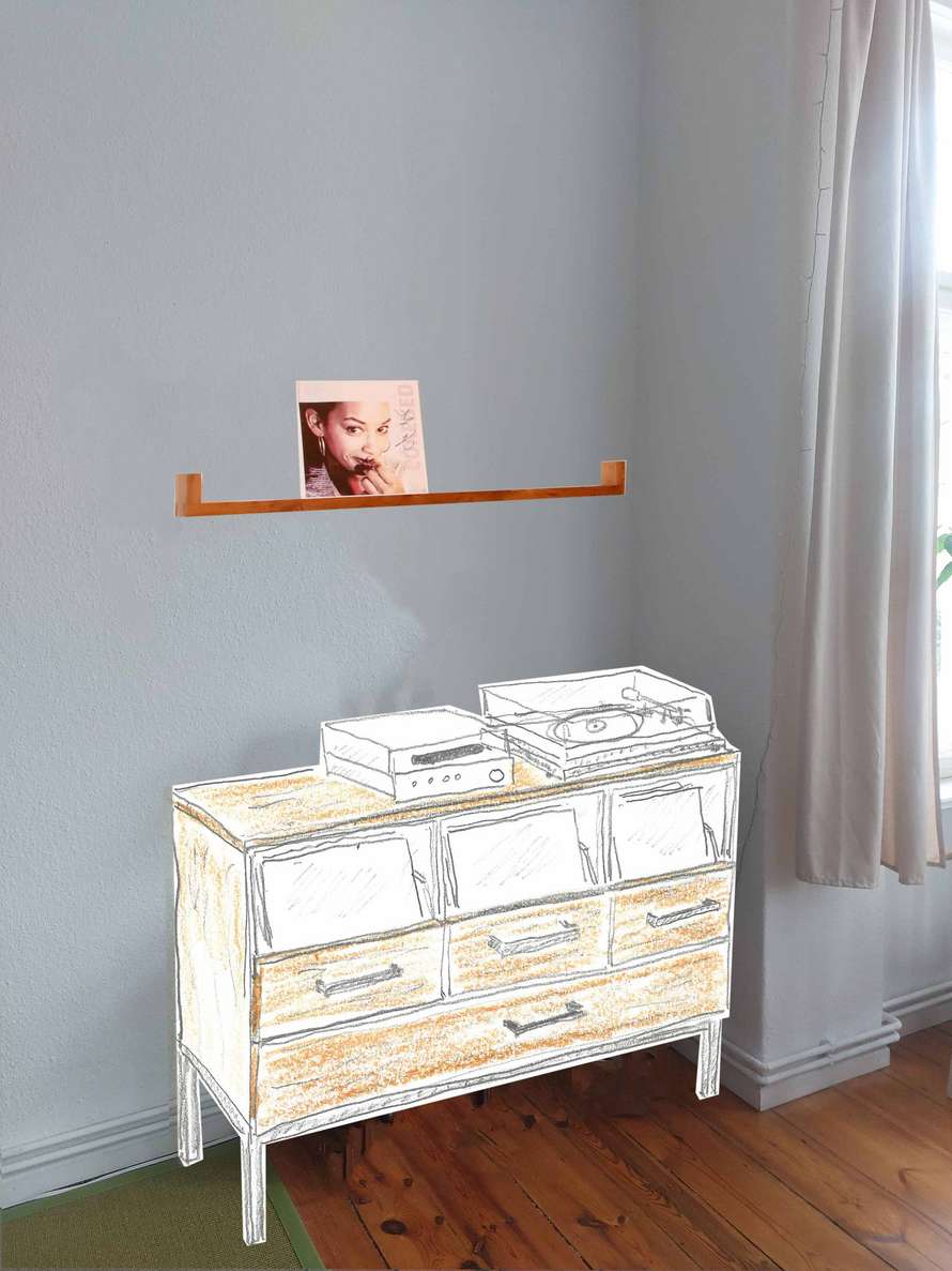 Schallplattenschrank mit Glasfronten Schallplattenschrank mit Glasfronten