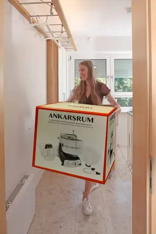 Eichengarderobe Massivholz Glas