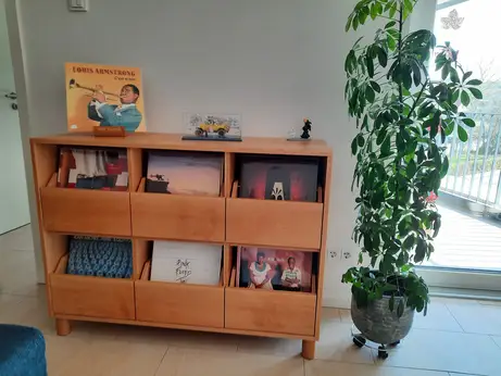 Spezialschrank zum Blättern von Schallplatten Spezialschrank zum Blättern von Schallplatten