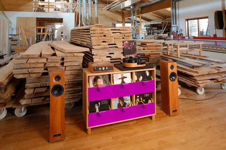 Schallplattenschrank in Lila