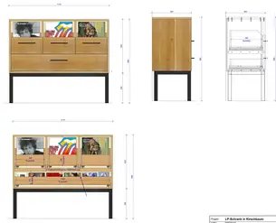 Die technische Zeichnung des LP-Schrankes nach dem Skribble Die technische Zeichnung des LP-Schrankes nach dem Skribble