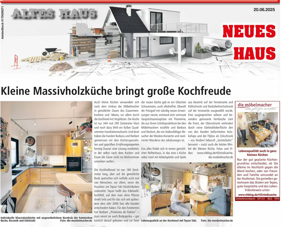 Kleine Massivholzküche bringt große Kochfreude