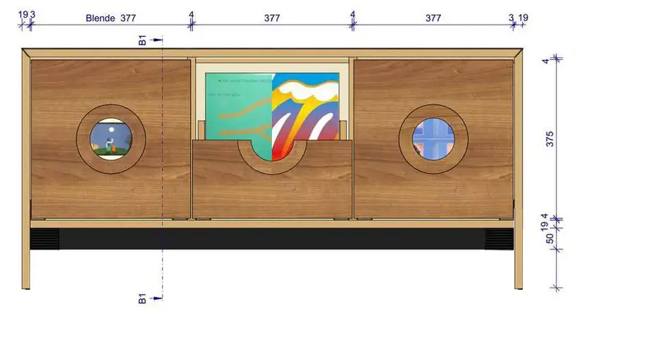 Schallplattenschrank aus Massivholz als Dreierkombi Schallplattenschrank aus Massivholz als Dreiercombi
