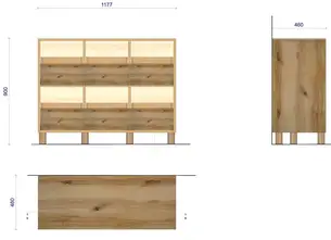 technische Zeichung des Schallplatten-Sideboards technische Zeichung des Schallplatten-Sideboards