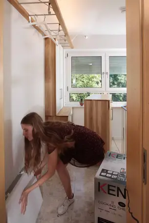 Eichengarderobe Massivholz Glas