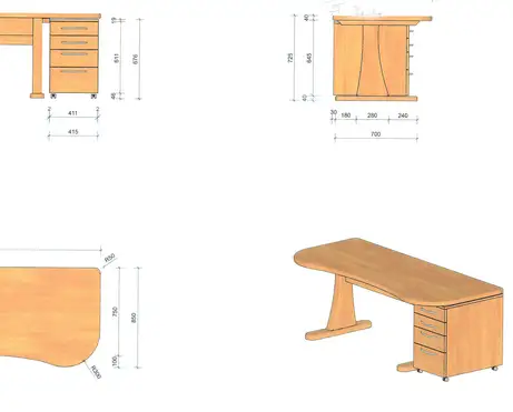 TEchnische Zeichnung höhenverstellbarer Schreibtisch TEchnische Zeichnung höhenverstellbarer Schreibtisch