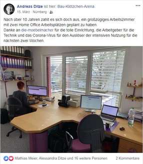 Massivholzbüro auf Facebook