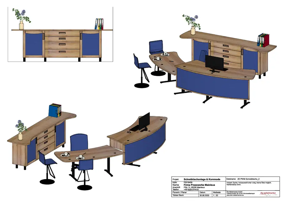 Büro in Esche Massivholz 