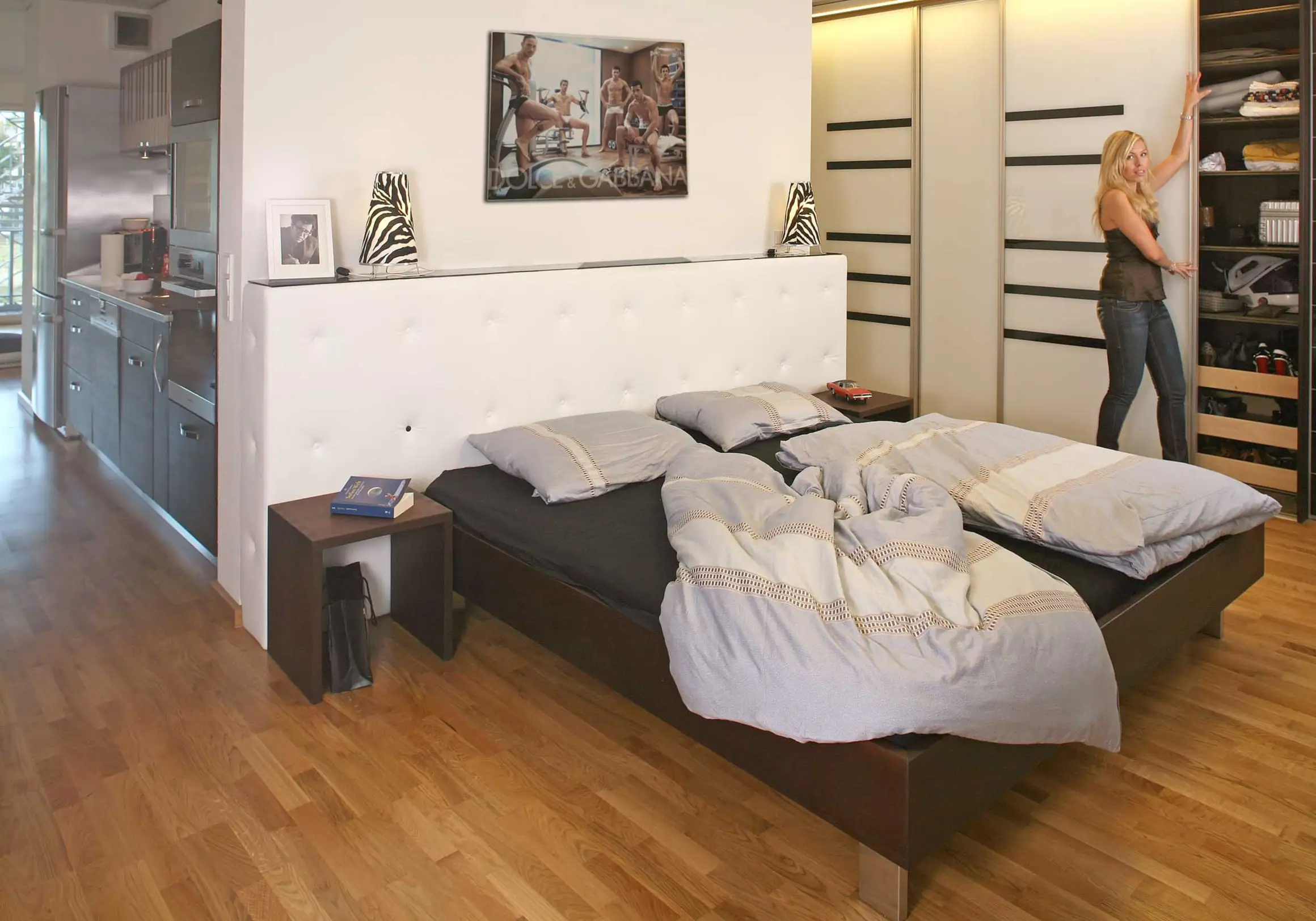 Massivholzbett aus Thermobuche