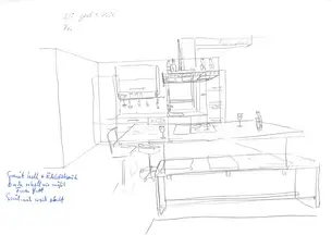 Skribble der Massivholzküche 