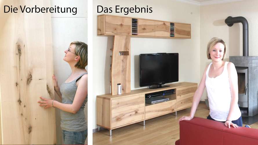 Wohnzimmer aus massivem Holz