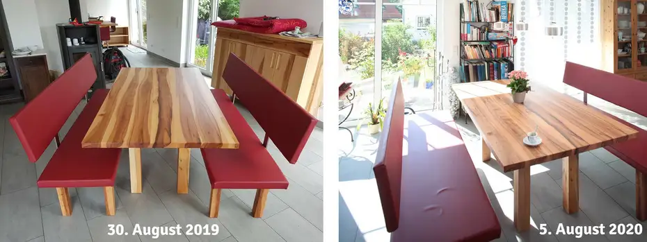 Essplatz aus fränkischer Elsbeere Massivholz Essplatz aus fränkischer Elsbeere Massivholz