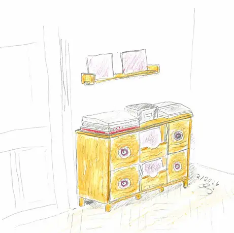 Schallplattensideboard in Eiche Schallplattensideboard in Eiche