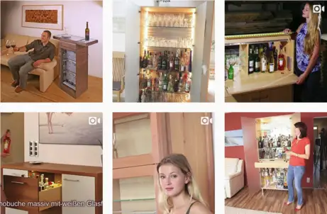 Barschränke oder Geschirrschränke aus Massivholz 