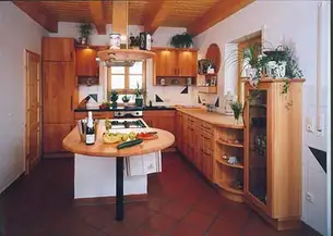 Gemauerte Kochinselbasis mit Kreis am Rechteck 