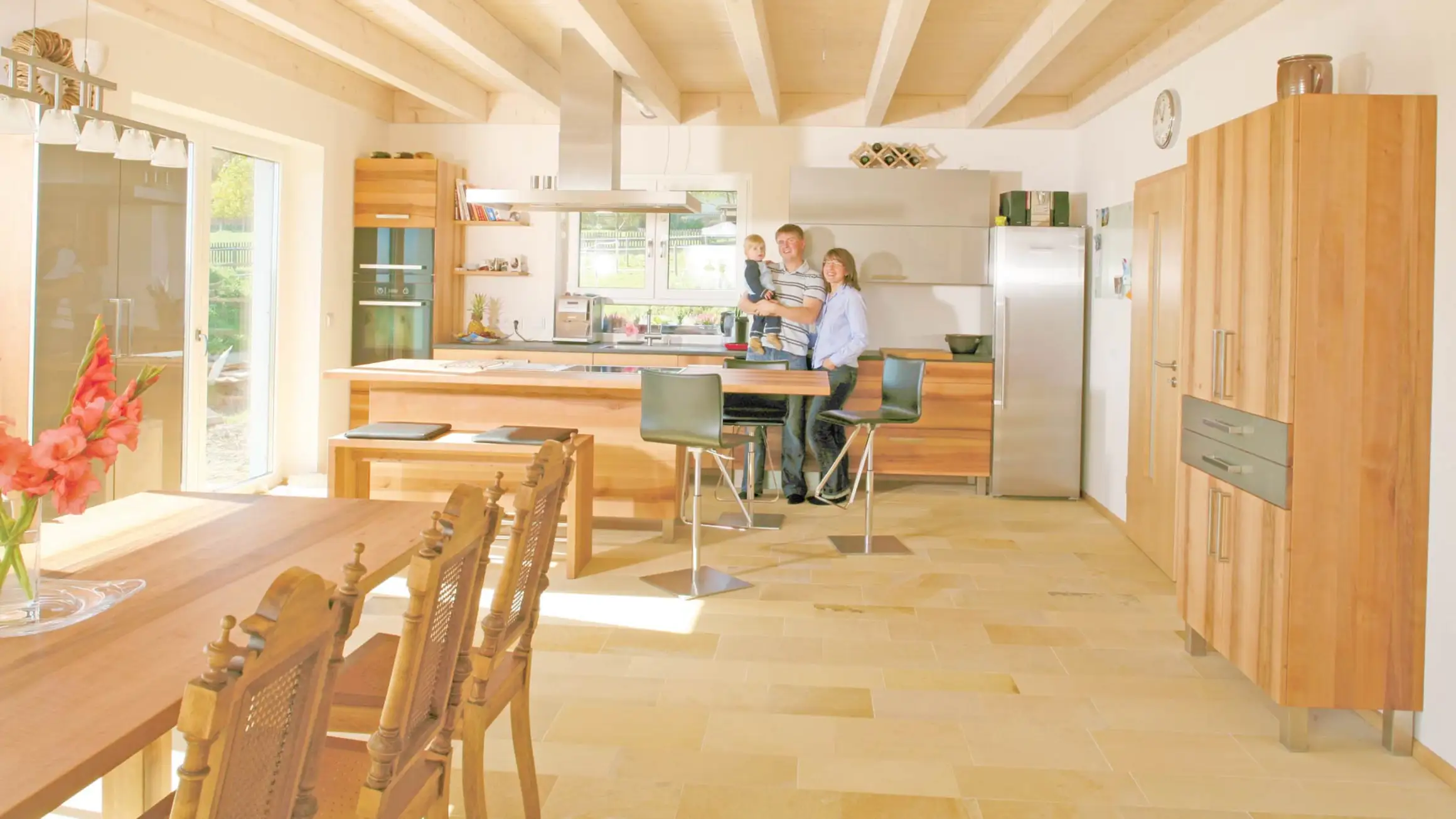 Massivholzküche in Elsbeere 